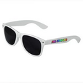 White Retro Tinted Lens Sunglasses - Full-Color Arm Printed